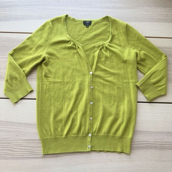 Talbots Pima Cotton Blend Cardigan Womens Plus S Green Button Up Career Casual - Picture 1 of 10
